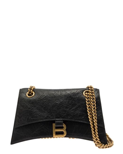Balenciaga Black 'Crush Small' Crossbody Bag With B Logo