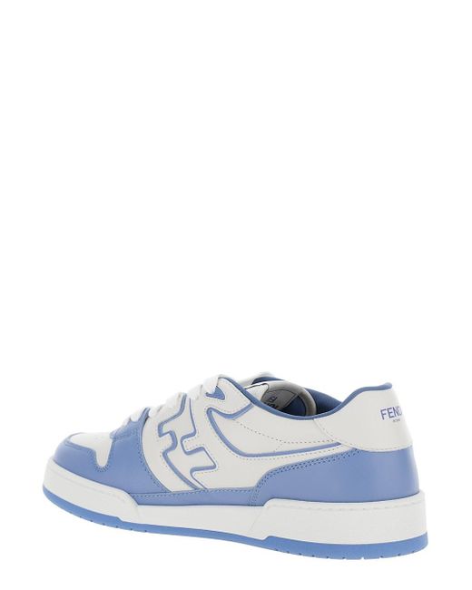 Fendi White 'Match' And Light Low-Top Sneakers With Ff Detail In for men