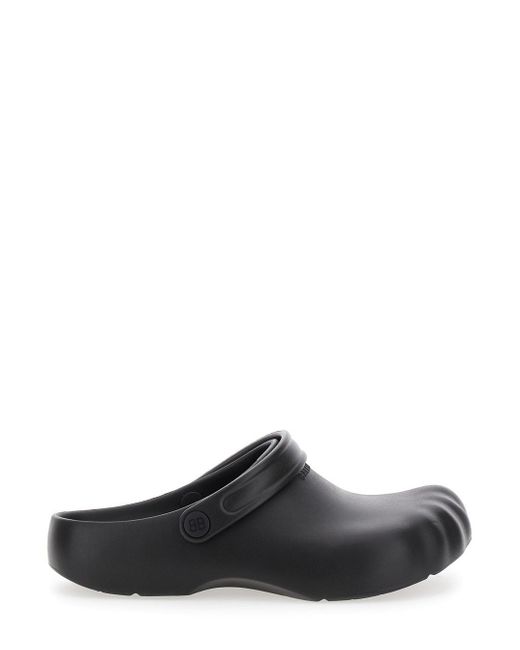 Balenciaga Black 'Sunday Molded' Slip-On Sandals With Bb Logo for men
