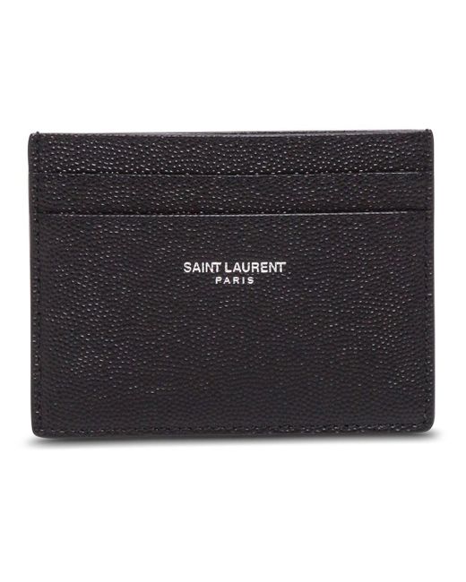 Saint Laurent Black Grain De Poudre Blck Leather Cardholder for men