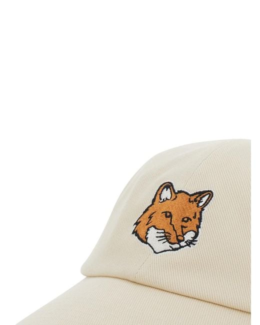 Cappello Da Baseball Con Patch Fox Head Sul Fronte di Maison Kitsuné in White da Uomo