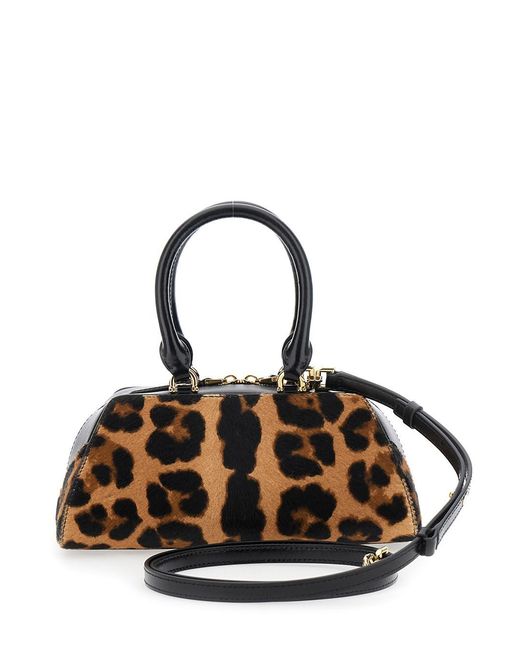 Givenchy Black 'Antigona East West' Mini Handbag With Animalier Print And Logo Lettering On The Front