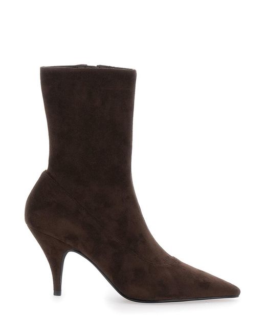 Jeffrey Campbell Brown Leather Ankle Boots With Pointed Toe