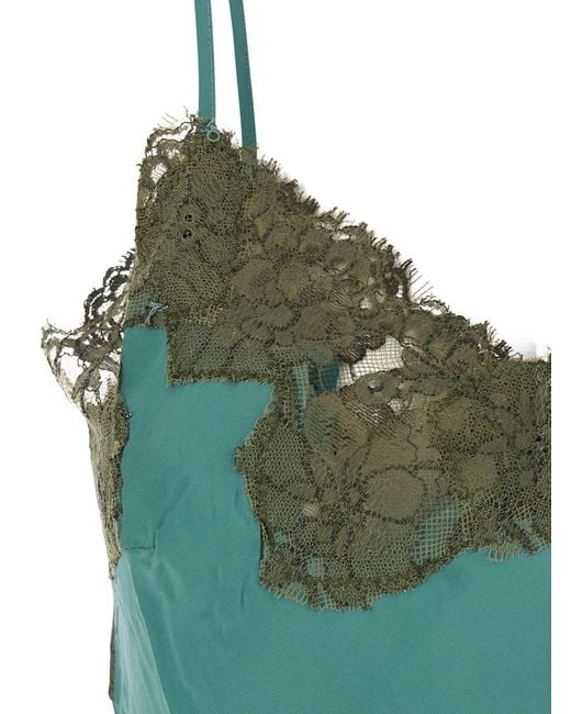 Gold Hawk Green Marilyn Bias Camie Top With V-Neck And Silk Details, W