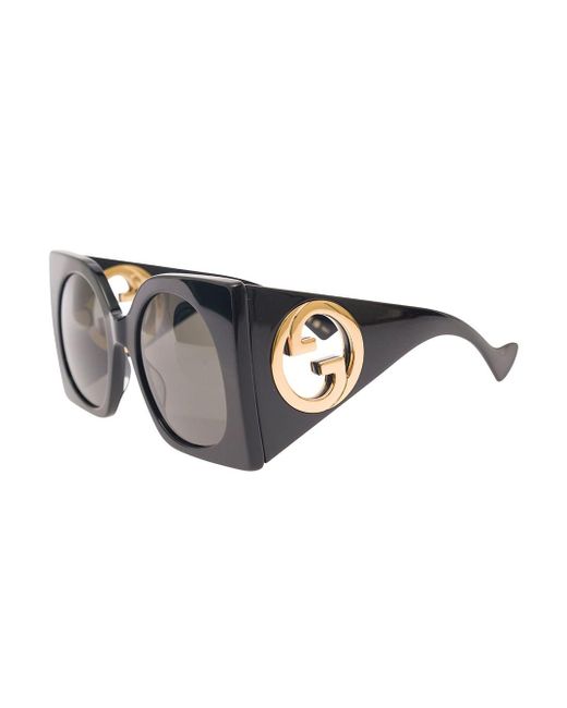 Gucci Black 'Gg1254S' Square Sunglasses With Interlocking G Cut-Out In