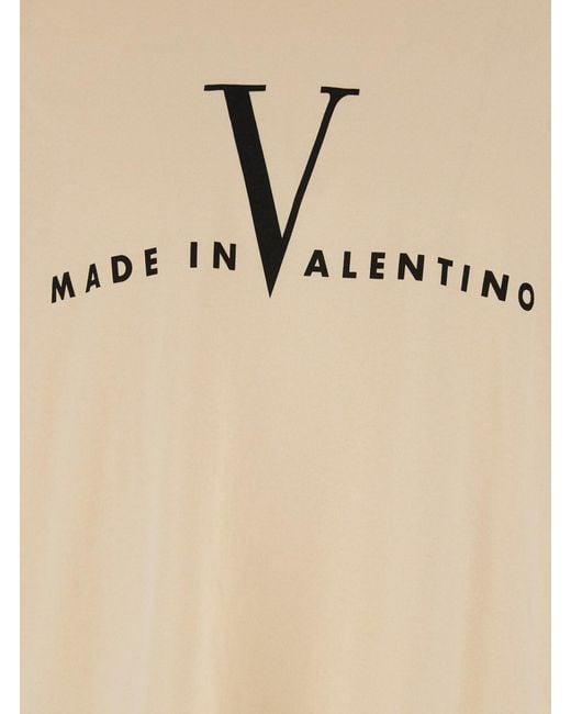 Valentino Natural T-Shirt With Logo Print On The Front for men