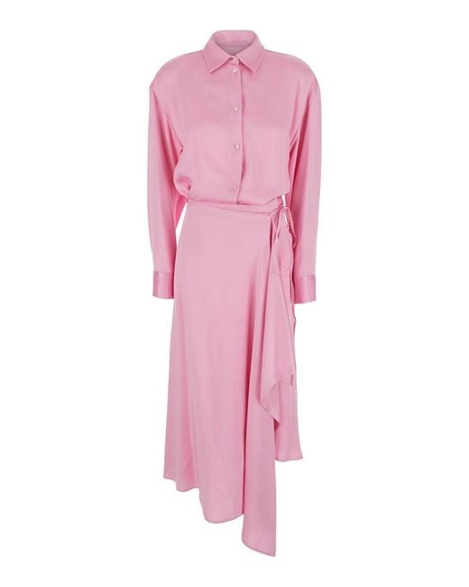 MSGM Pink Long Dress Acetate