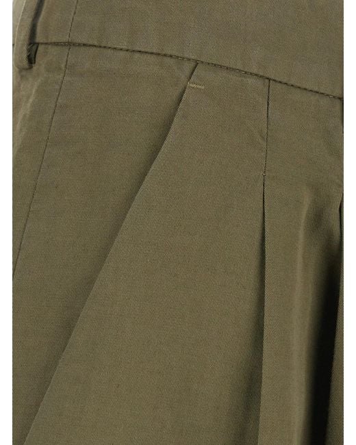 PT Torino Green Wide-Leg Pants With Front Pleats