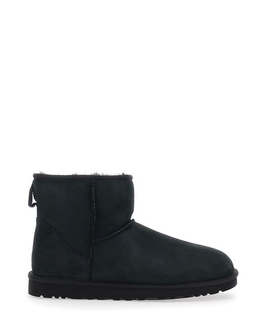 Ugg Black 'Classic Mini' Ankle Boots With Logo Patch On The Back And F for men