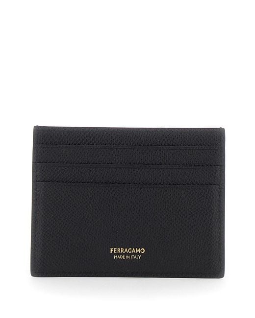 Portacarte Con Micro Gancini Sul Fronte E Logo Lettering Sul di Ferragamo in Black da Uomo
