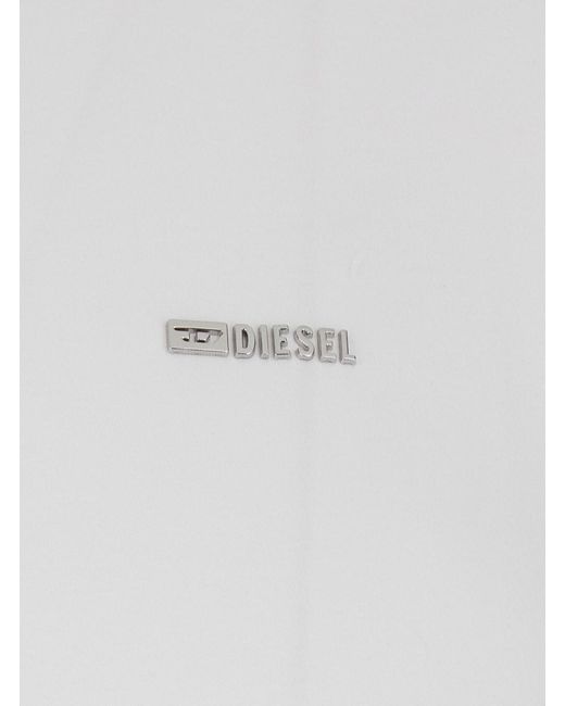 DIESEL White 'T-Adjust-Met' T-Shirt With Logo Lettering On The Front for men