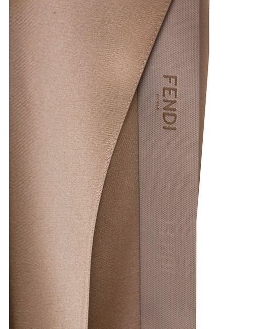 Fendi Natural Long Wrap Dress With Branded Ribbon