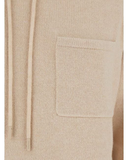 Max Mara Natural 'Liana' Sweater With Drawstring Hood And Dropped Should
