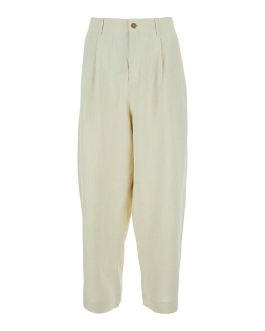 Maison Kitsuné White Pants With Front Pleats And Side Pockets for men