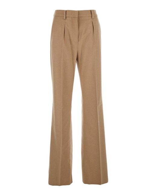 Max Mara Natural Pants With Belt Loops And Pence Details