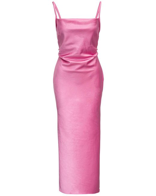 Nanushka Irma Pink Satin Long Dress