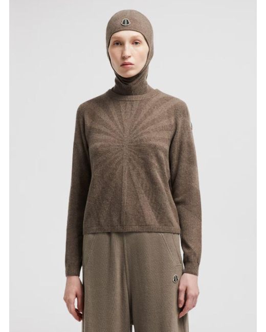 Maglione 'Biker' Girocollo Con Patch Logo Sulla di Moncler in Brown