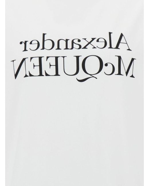 Alexander McQueen White Crewneck T-Shirt With Logo Print for men