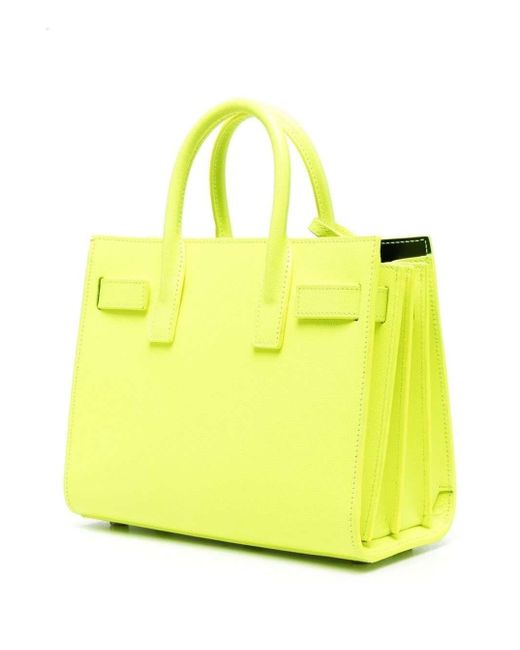 Saint Laurent Yellow Sac De Jour Nano Bag In Grained Leather