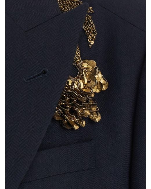 Dries Van Noten Blue Barrysta Emb Jacket With Tech Fabric Embroidery M