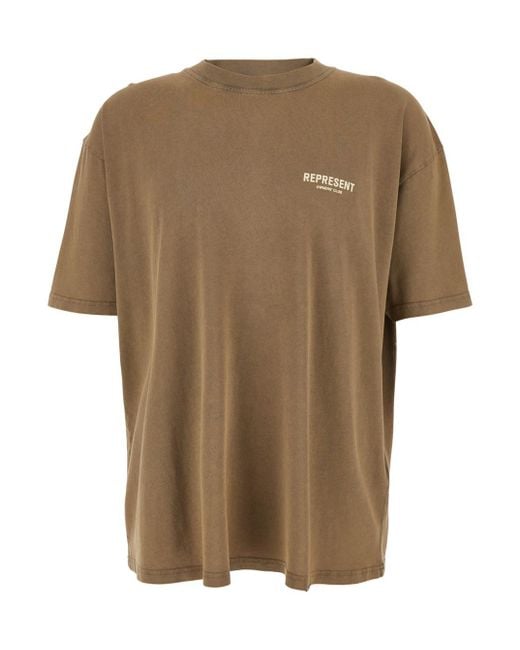 Represent Brown T-Shirt With Logo — Cotton for men