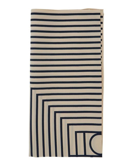 Totême  Gray Square Scarf With Logo Print