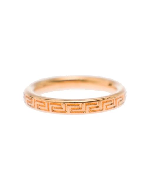 Versace White Gold-tone Ring With Greca Motif In Gold-tone Metal for men