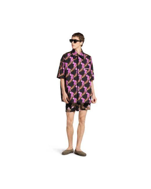 Gucci Multicolor Swimsuit With Drawstring And All-Over Floral Print for men