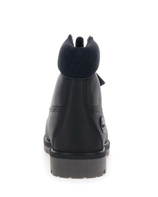 Timberland Black Ankle Boots With Logo Detail On The Side And Low Bloc for men