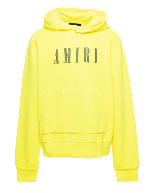 Amiri Yellow Logo Hoodie In Cotton Man for men