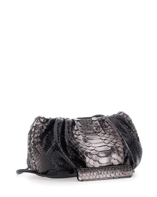 Biaggini Black Pillow Is A Clutch With Python Details For