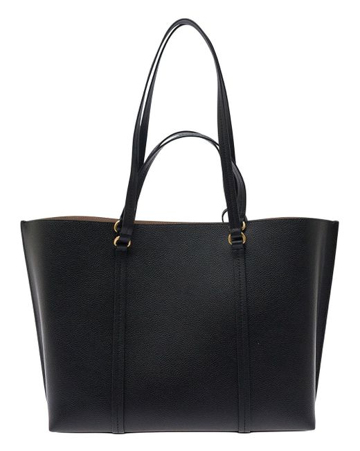 Pinko Black Large Tote Bag With Logo Charm