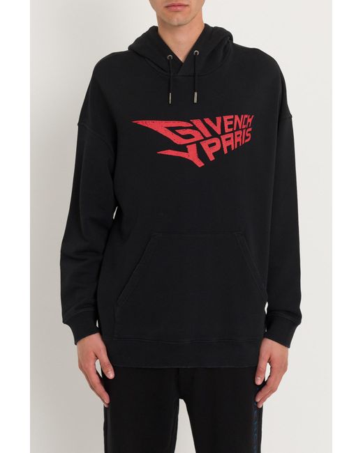 Givenchy Black Front And Back Printed Hoodie for men