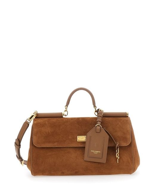 Dolce & Gabbana Brown 'My Sicily' Medium Handbag With Lock Detail And
