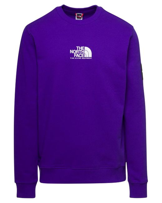 The North Face Purple Lapis E Crewneck Sweatshirt With Logo Print In Cotton Man for men