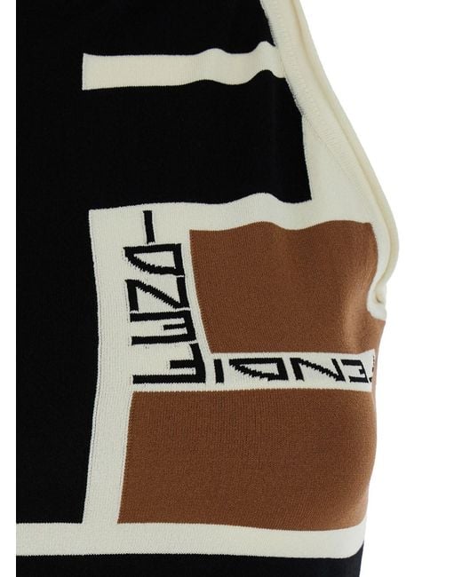 Fendi Multicolor Patterned Top With A Stand-up Collar,