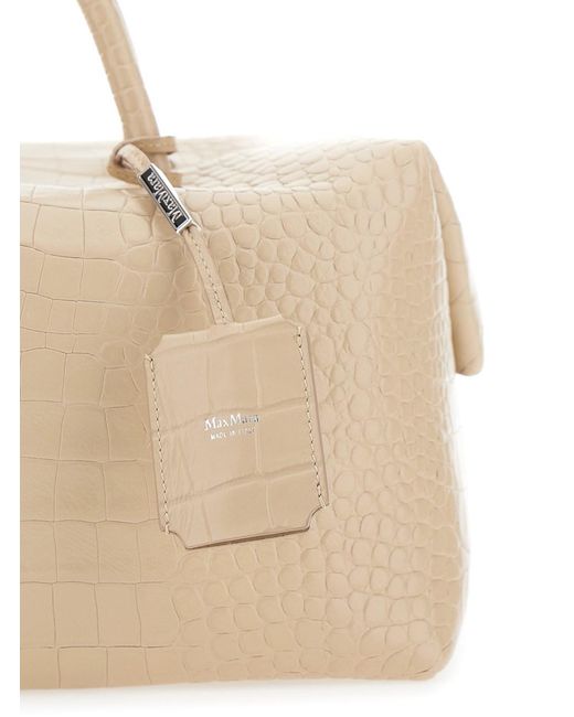 Borsa A Mano 'Holdall Grande' Con Tracolla Regolabile E Remov di Max Mara in Natural
