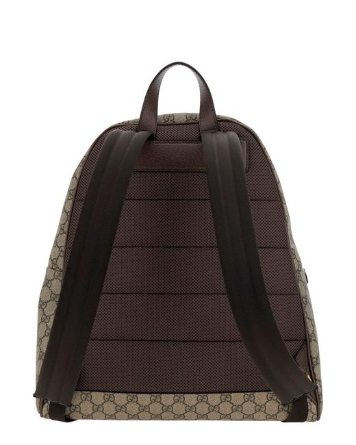 Gucci Brown 'Ophidia' Backpack With Gg Plate And Web Detail On The Front for men