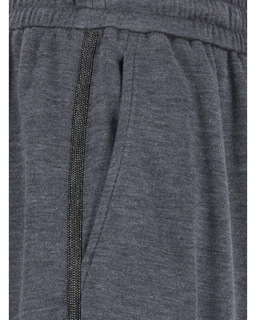 Brunello Cucinelli Gray Pants With Elastic Drawstring Waist And Monil