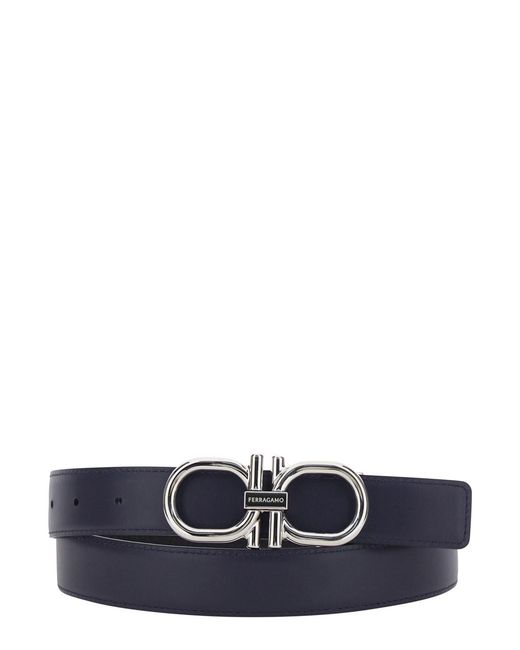 Ferragamo White Reversible Belt With Gancini Buckle Closure for men