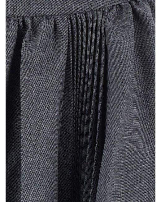 ShuShu/Tong Black Pleated Skirt With 50% Wool And 50% Polyester