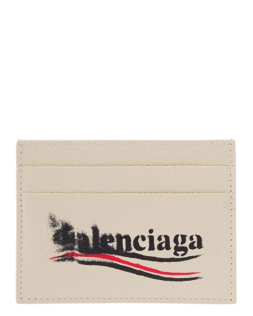Balenciaga Natural Card Holder With Political Stencil Logo for men