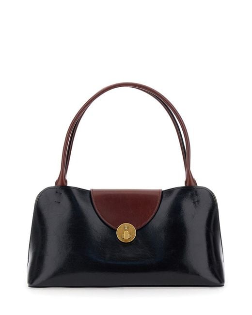 Versace Black 'Vivien' Shoulder Bag With Turn Lock Closure And Medusa