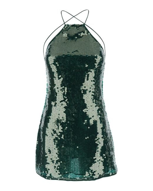 Oseree Green Mini Dress Marylin With Lace Details
