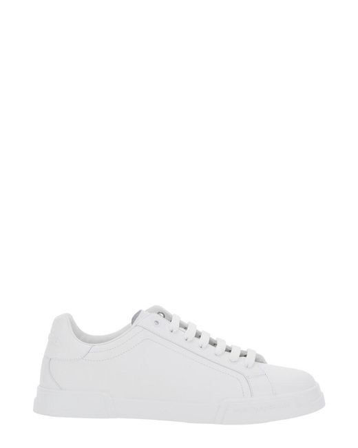 Dolce & Gabbana White 'Portofino Light' Sneakers With Logo Patch On The Tongue And Tonal Logo Lettering On The Heel for men