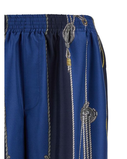 Pantaloncini 'Nautical' Con Stampa Barocco di Versace in Blue da Uomo