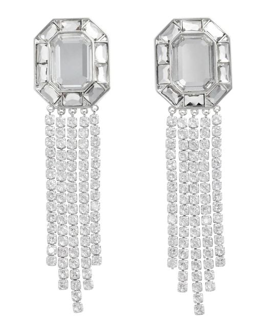 Self-Portrait White Crystal Droplet Earrings