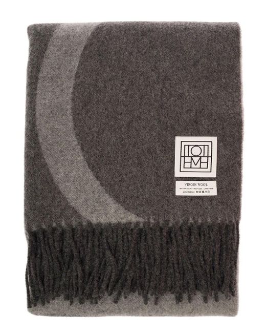 Totême  Gray Monogram Jacquard Wool Scarf