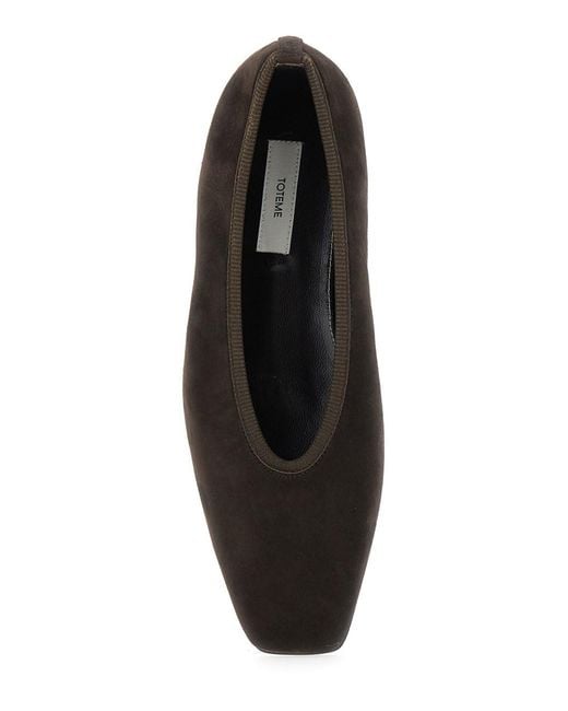 Totême  Black Suede Ballerinas With Square Toe