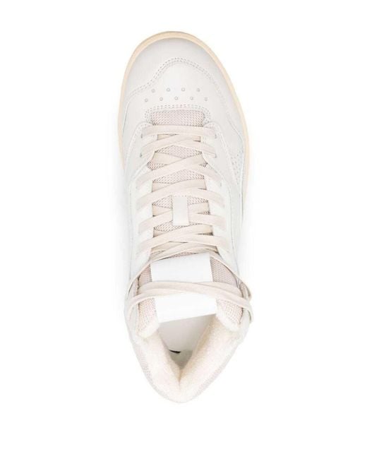 Jil Sander White High-Top Sneakers With Leather Inserts And Embossed Logo